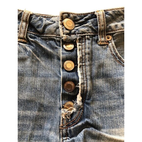 American Eagle Denim Jean‎ Shorts Hi-Rise Festival Button Fly Distressed Size 2 - Picture 4 of 7